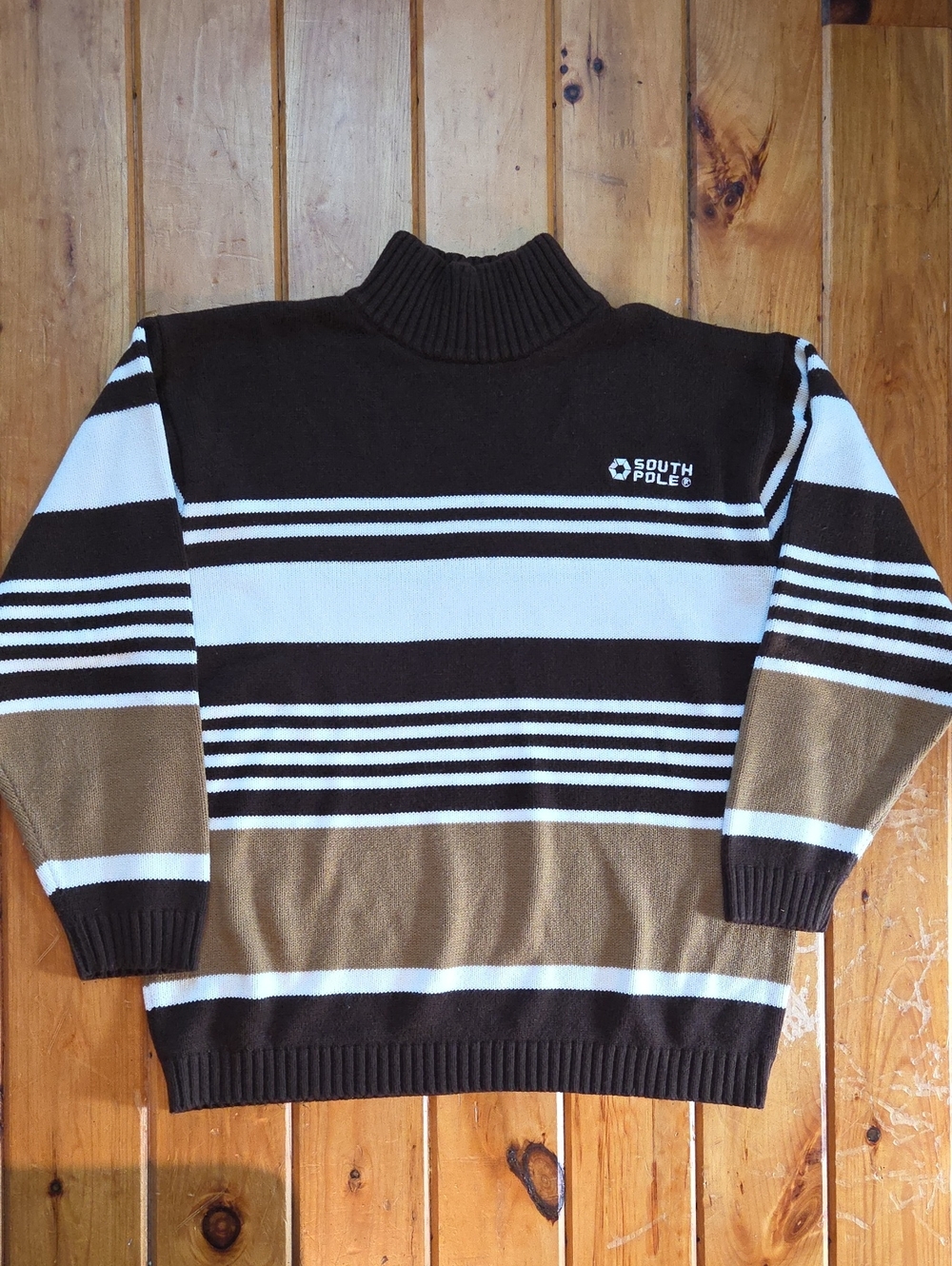 South Pole Striped Mock Neck Sweater Size XXL